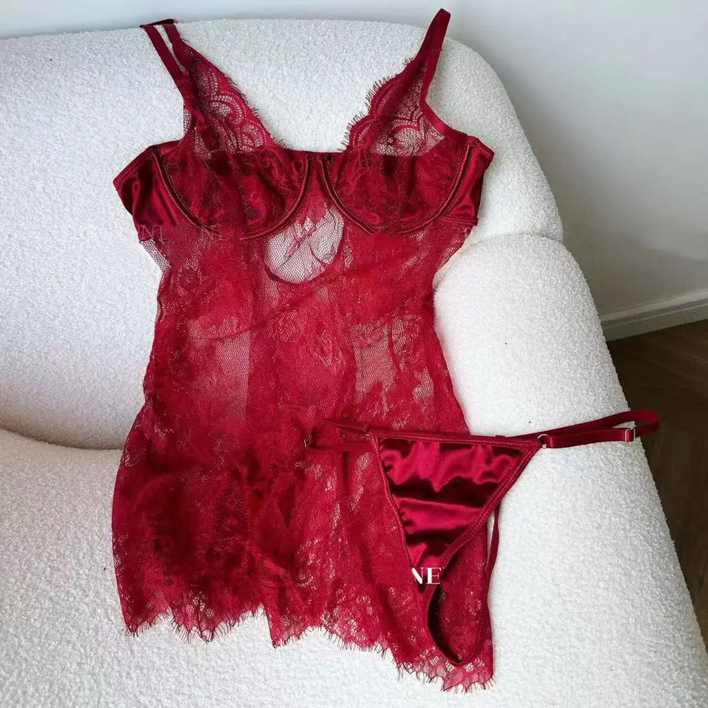 Emerald Green Sheer Floral Lace Mini Dress with Defined Cups