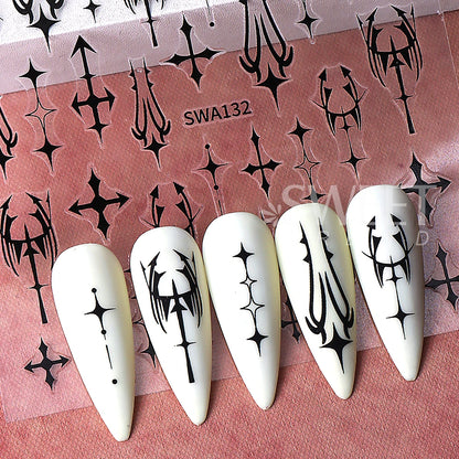 Gothic Cross Nail Art Stickers for Alternative Fashion Manicure Styling