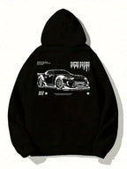 Oversized Streetwear Hoodie With Vintage Racing Graphic Back Print Design
