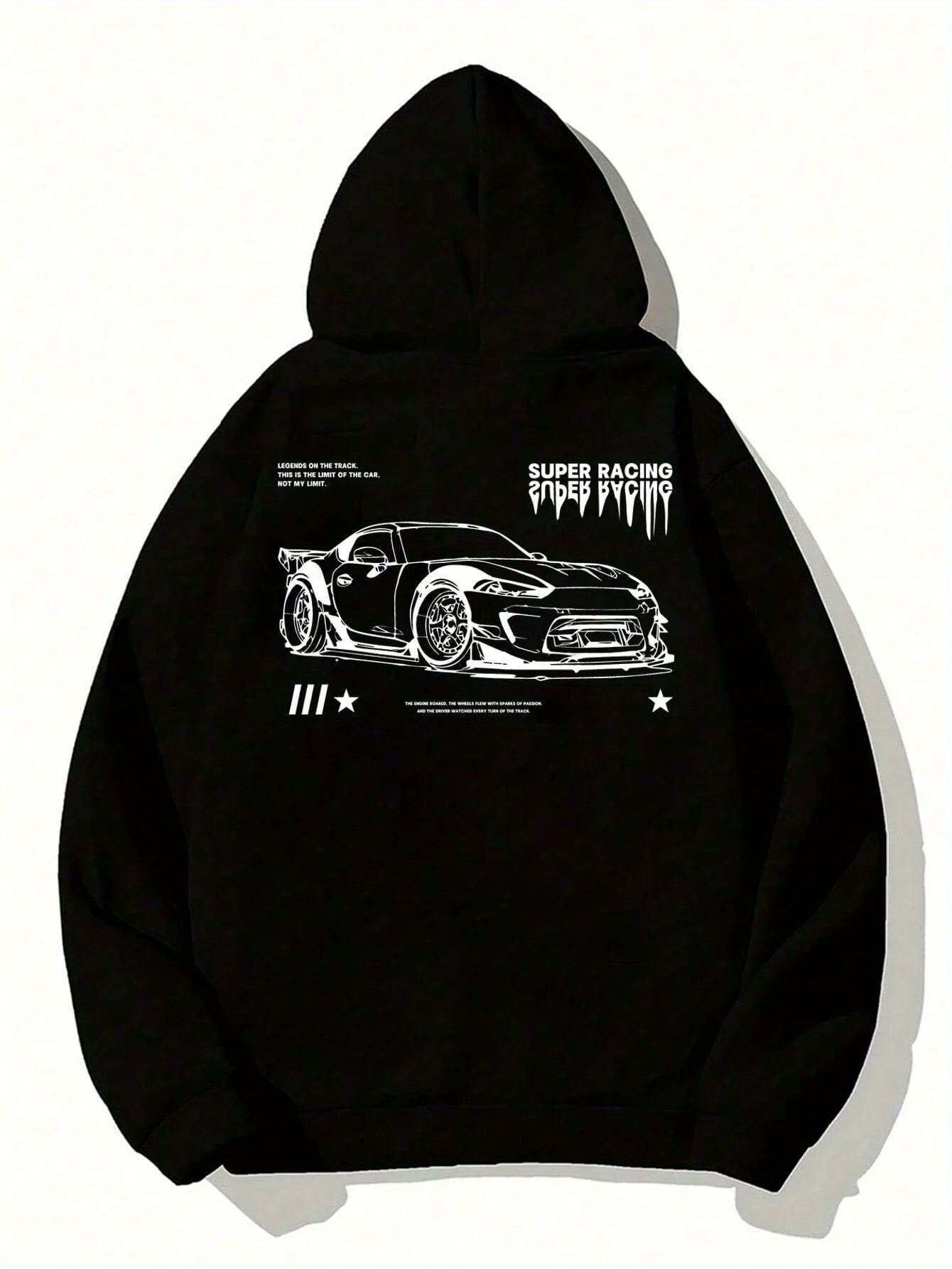 Oversized Streetwear Hoodie With Vintage Racing Graphic Back Print Design