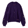 Women's Star Detail Knit Cardigan with Relaxed Button Front Oversized Silhouette