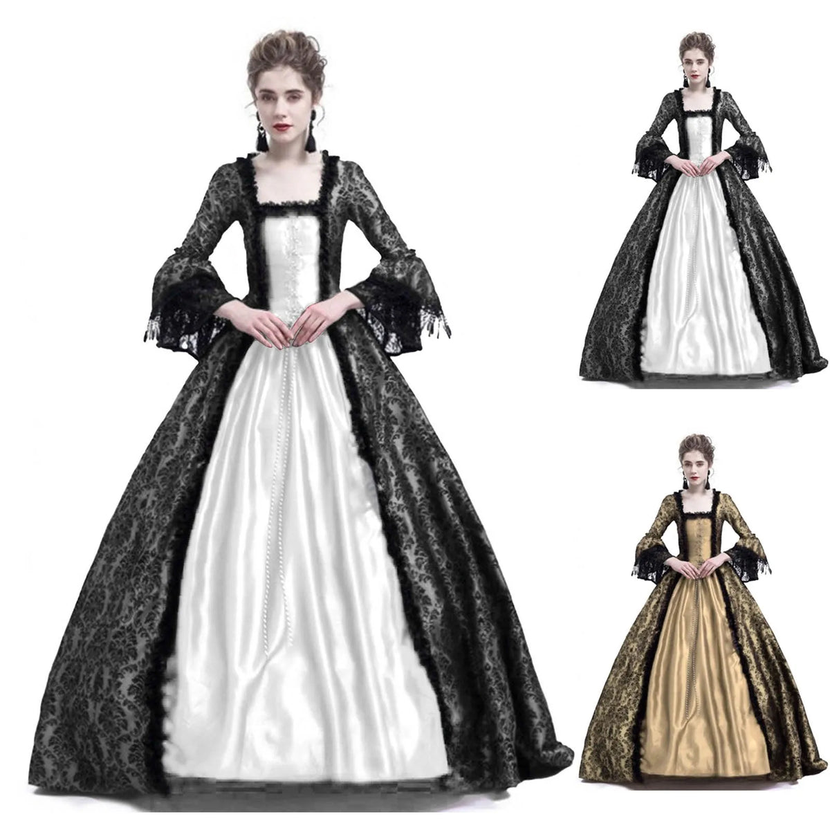Elegant Victorian Gothic Lace Ball Gown with Vintage Alternative Fashion Style - BigCat Streetwear