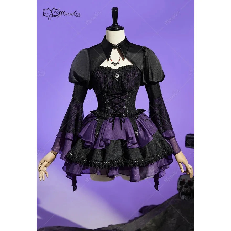 Women's Lace-Up Corset and Layered Skirt Costume Set with Cover-Up and Waist Chain