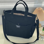 Minimal Canvas Tote Shoulder Crossbody Bag with Large Capacity Design