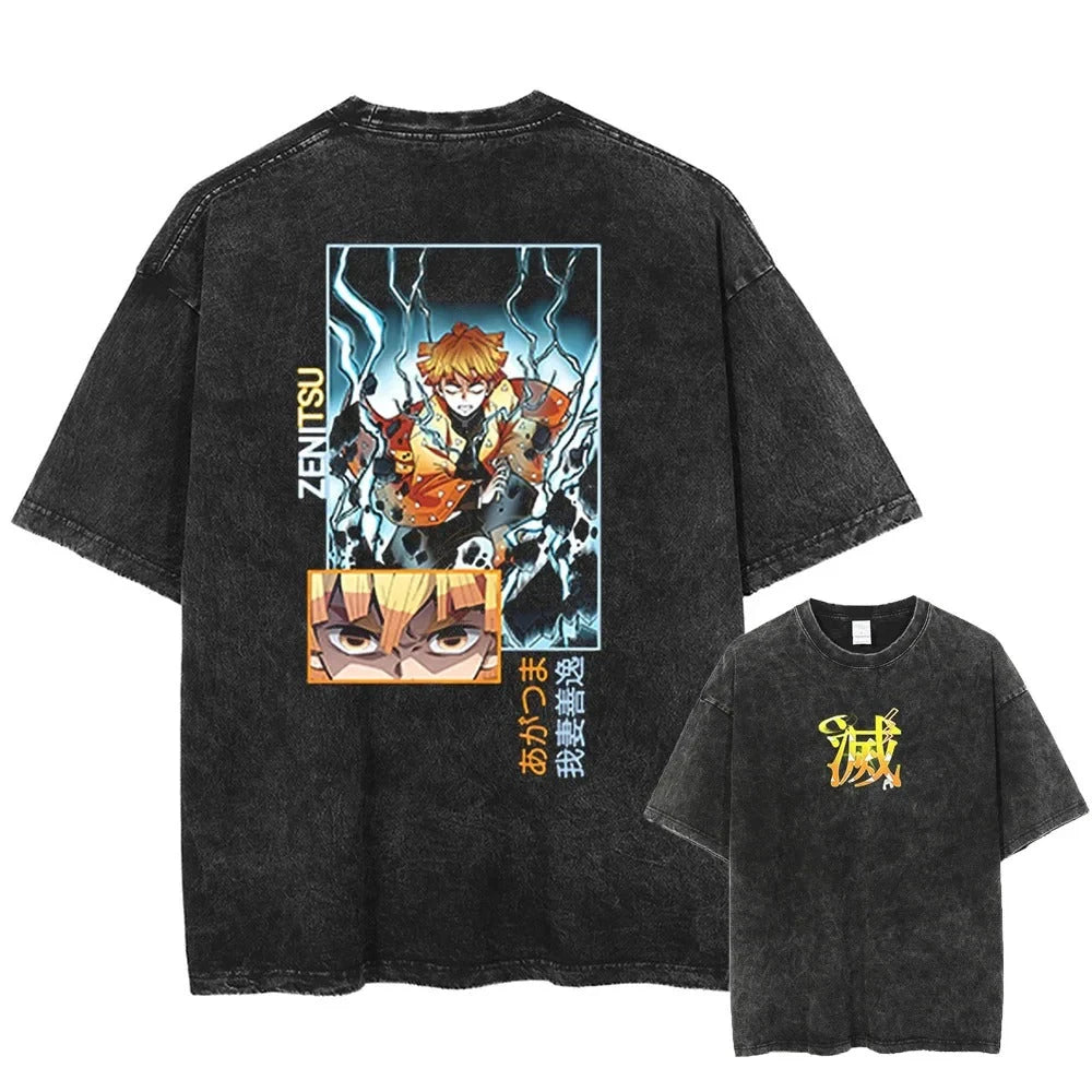 Thunder Blade Anime Back Print Oversized Streetwear Cotton T-Shirt