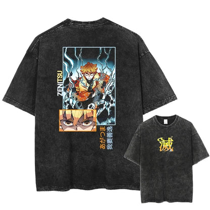 Thunder Blade Anime Back Print Oversized Streetwear Cotton T-Shirt