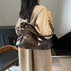 Large Capacity PU Leather Hobo Tote Bag with Soft Shoulder Design