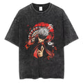 Dark Manga Warrior Oversized Vintage Washed Streetwear Graphic T-Shirt