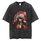 Dark Manga Warrior Oversized Vintage Washed Streetwear Graphic T-Shirt