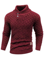 Men's Textured Mock Neck Relaxed Fit Contemporary Knit Sweater Pullover
