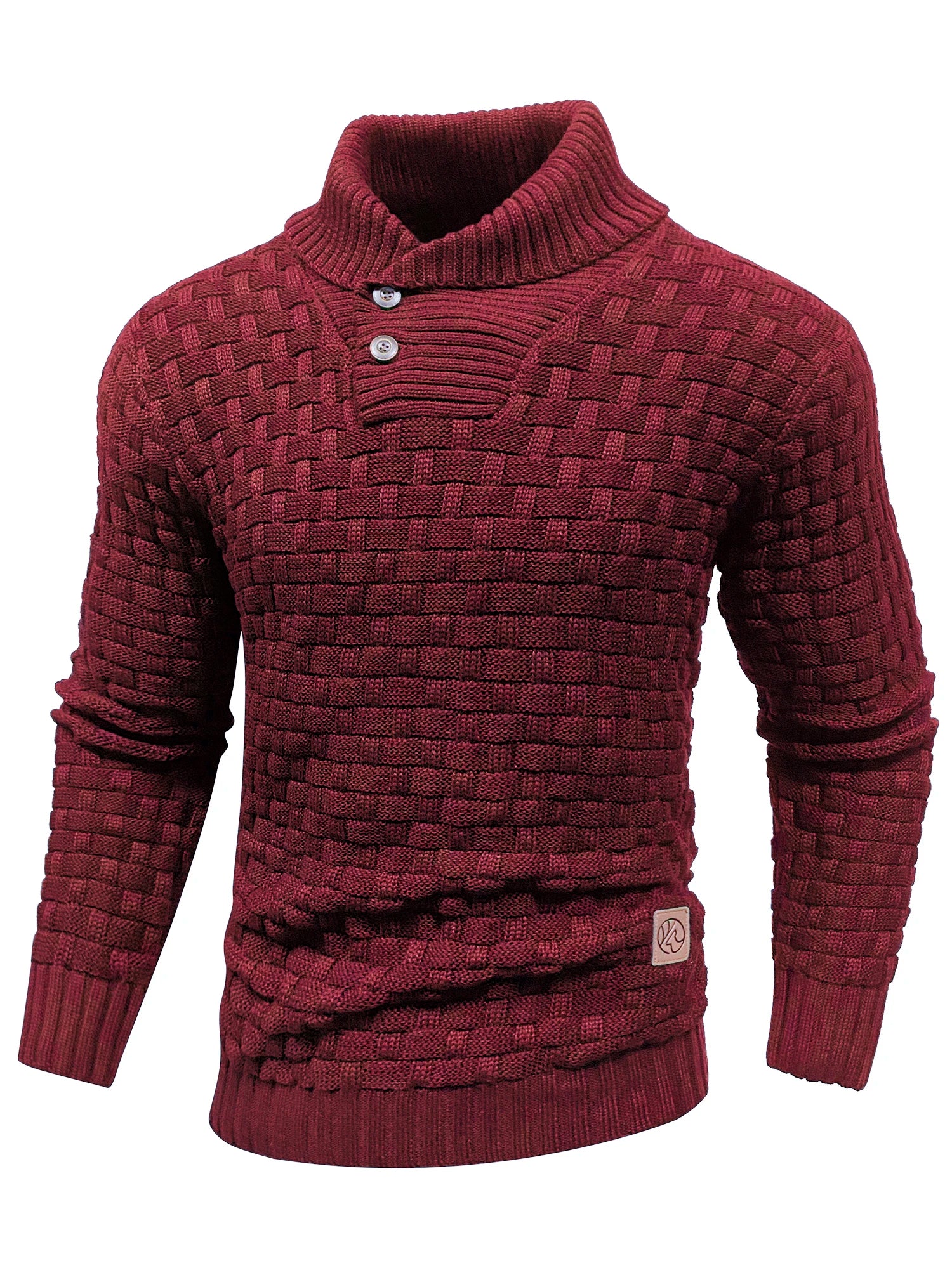 Men's Textured Mock Neck Relaxed Fit Contemporary Knit Sweater Pullover