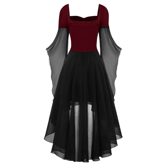Layered Chiffon Gothic Dress with Elegant Dark Fashion Aesthetic