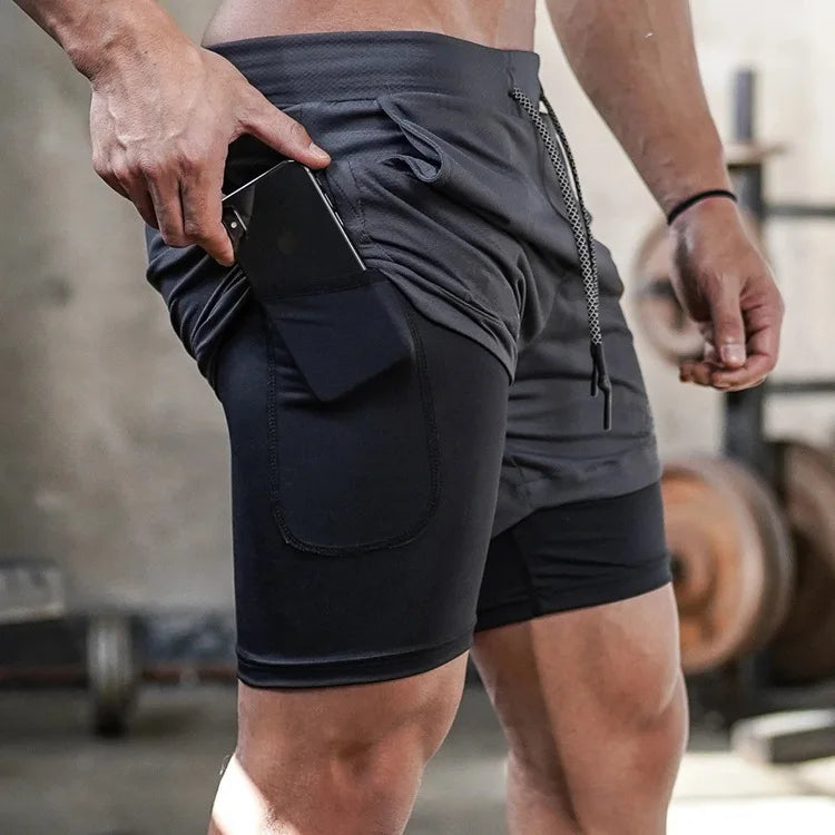Men's Two Layer Performance Running Shorts with Quick Dry Fabric and Athletic Comfort