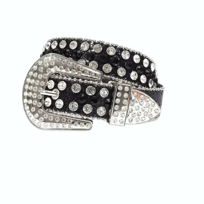 Rhinestone Studded Statement Belt for Glam Punk Gothic Fashion Styling