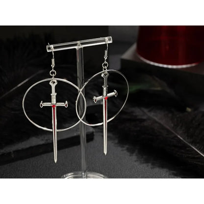 Medieval Sword Hoop Earrings for Gothic Punk and Alternative Styling