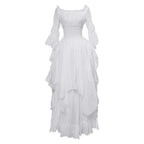 Romantic Gothic Ruffle Maxi Dress with Vintage Alternative Fashion Silhouette