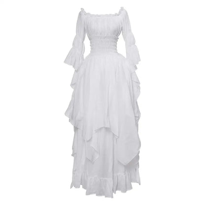 Romantic Gothic Ruffle Maxi Dress with Vintage Alternative Fashion Silhouette