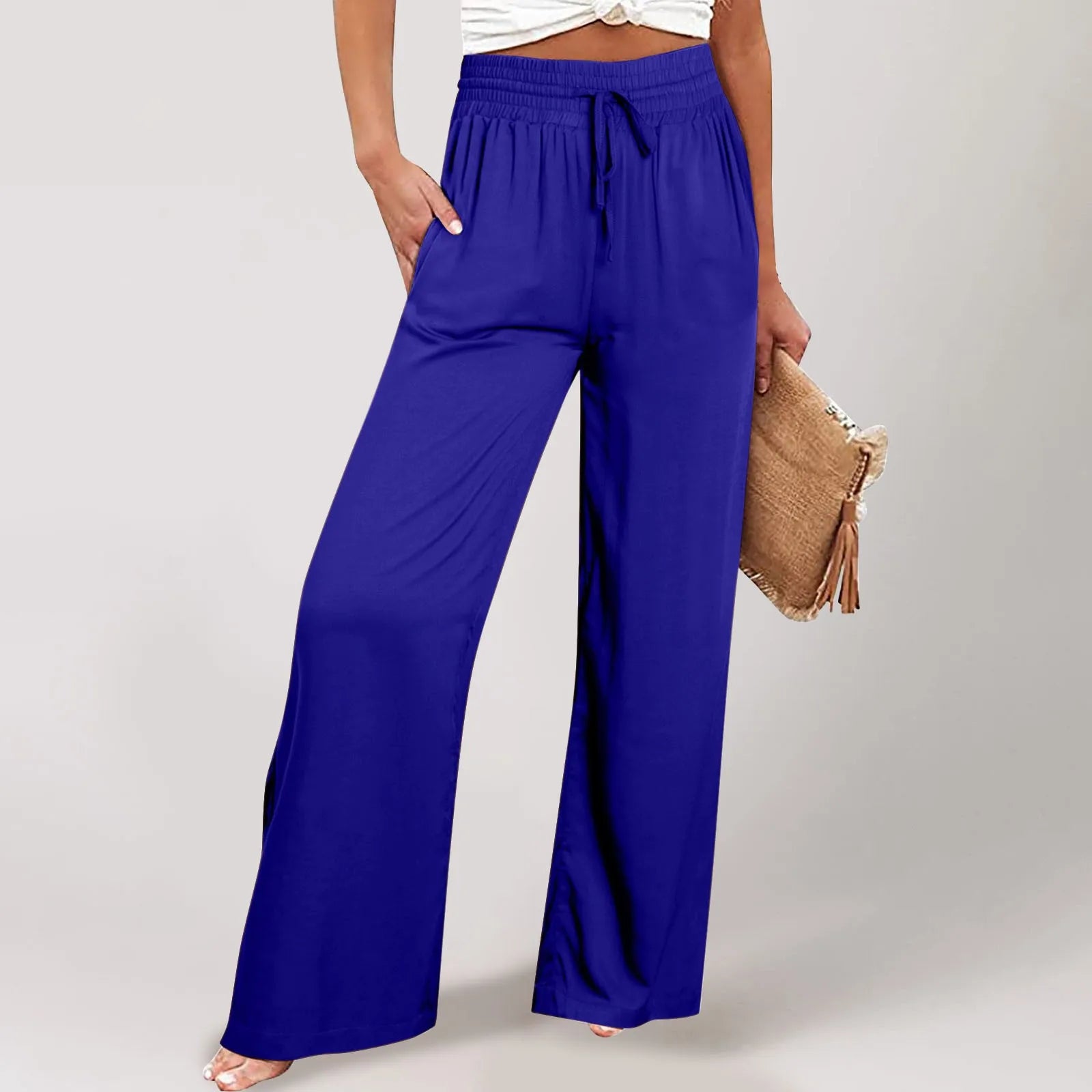Women's High Waist Wide Leg Casual Trousers with Relaxed Tailored Everyday Style
