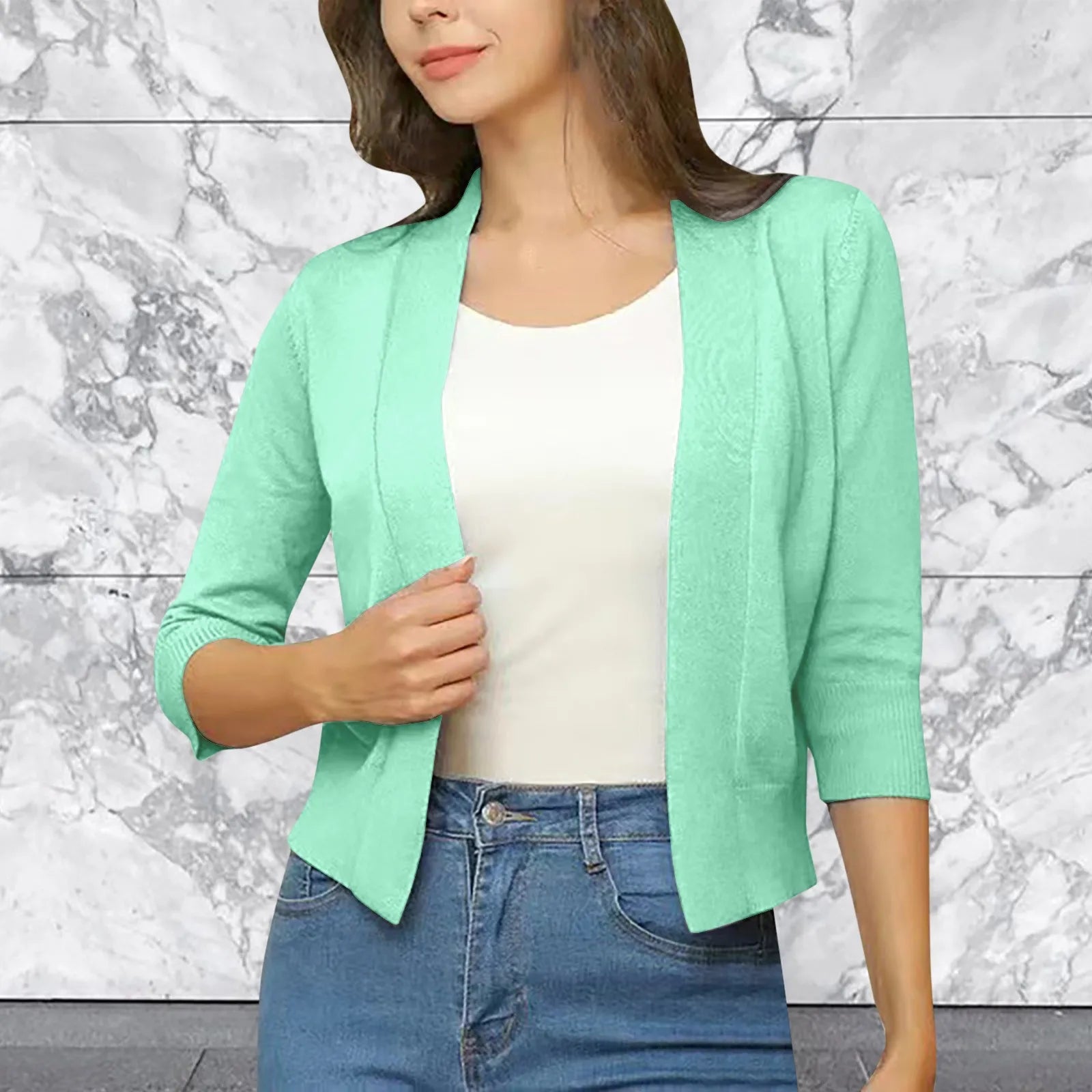 Women's Cropped Button Front Knit Cardigan with Minimalist Everyday Silhouette