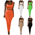 Women's Cutout Crop Top and Maxi Skirt Co-Ord Set Contemporary Evening Outfit