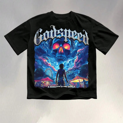 Nightmare Realm Anime Graphic Oversized Vintage Washed Cotton T-Shirt