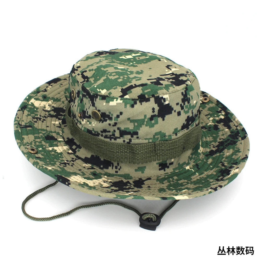 Unisex Outdoor Boonie Bucket Hat with Adjustable Chin Cord for Hiking Fishing and Camping