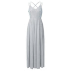 Glitter Finish Maxi Dress With Open Back And Full Movement