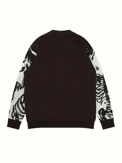 Men's Artistic Graphic Knit Relaxed Fit Streetwear Sweater Pullover