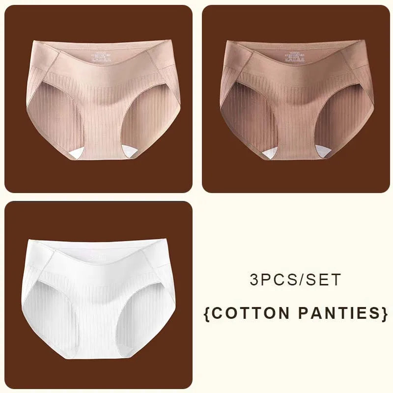 3-Piece Seamless Ribbed Mid-Rise Brief Set in Earthy Neutrals