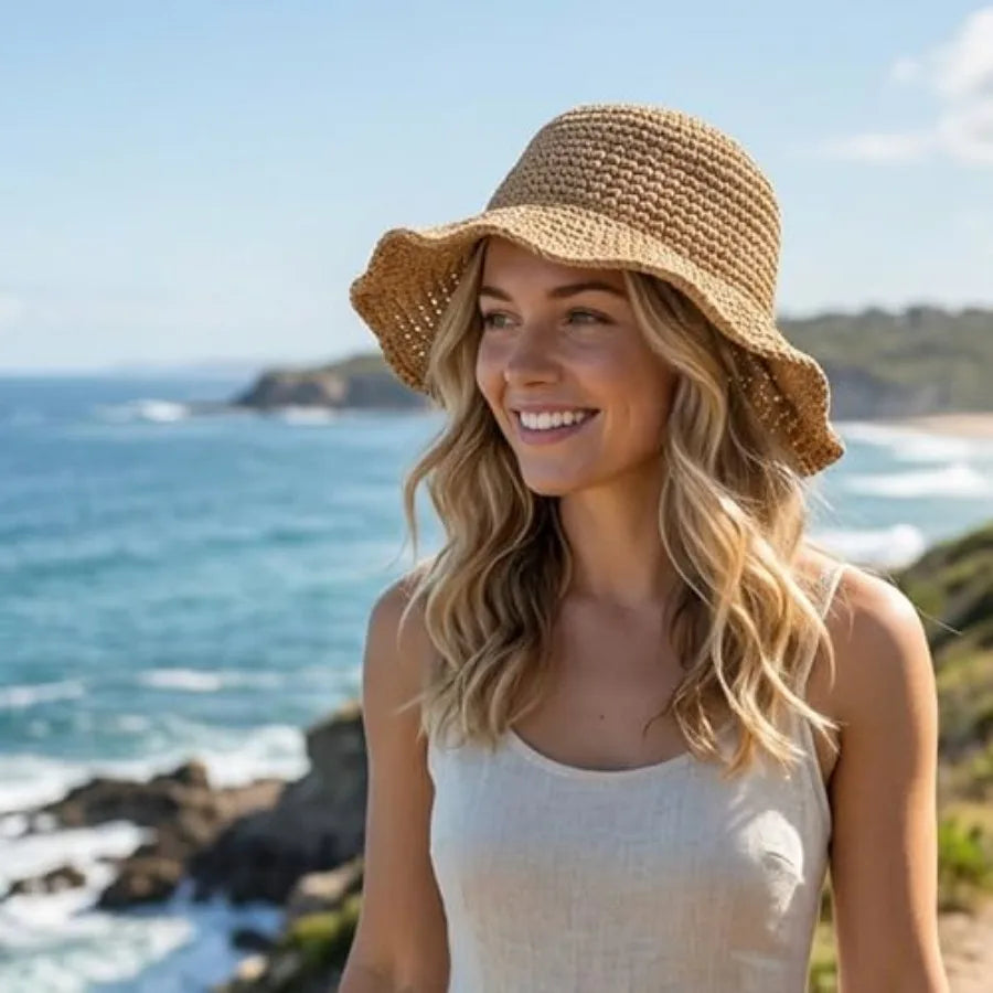 Lightweight Crochet Style Bucket Hat for Casual Outdoor Travel and Everyday Summer Wear