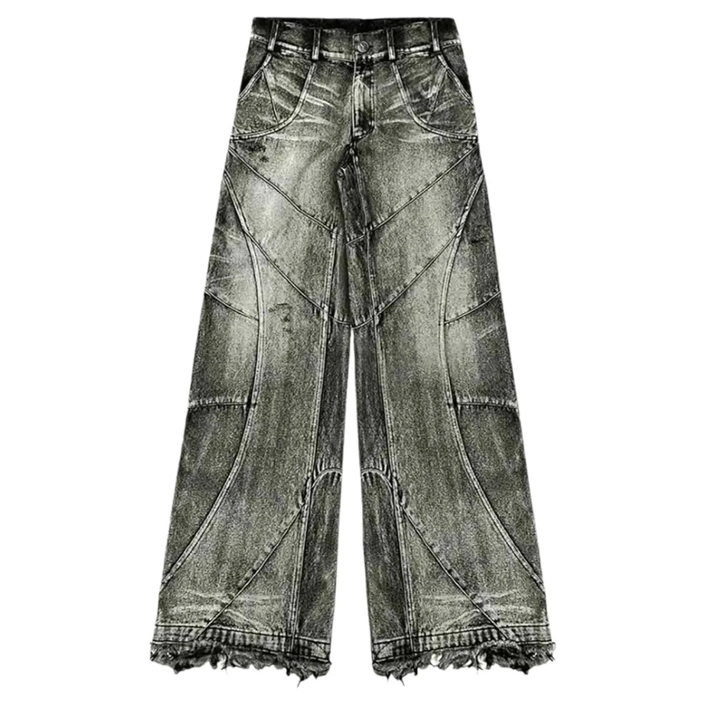 Retro Washed Wide Leg Straight Denim Pants with Low Rise Streetwear Inspired Loose Fit