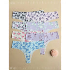 7-Piece Women’s Printed Seamless-Style Briefs Set with Butterfly, Heart and Lip Motifs, Assorted Colors and Playful Design