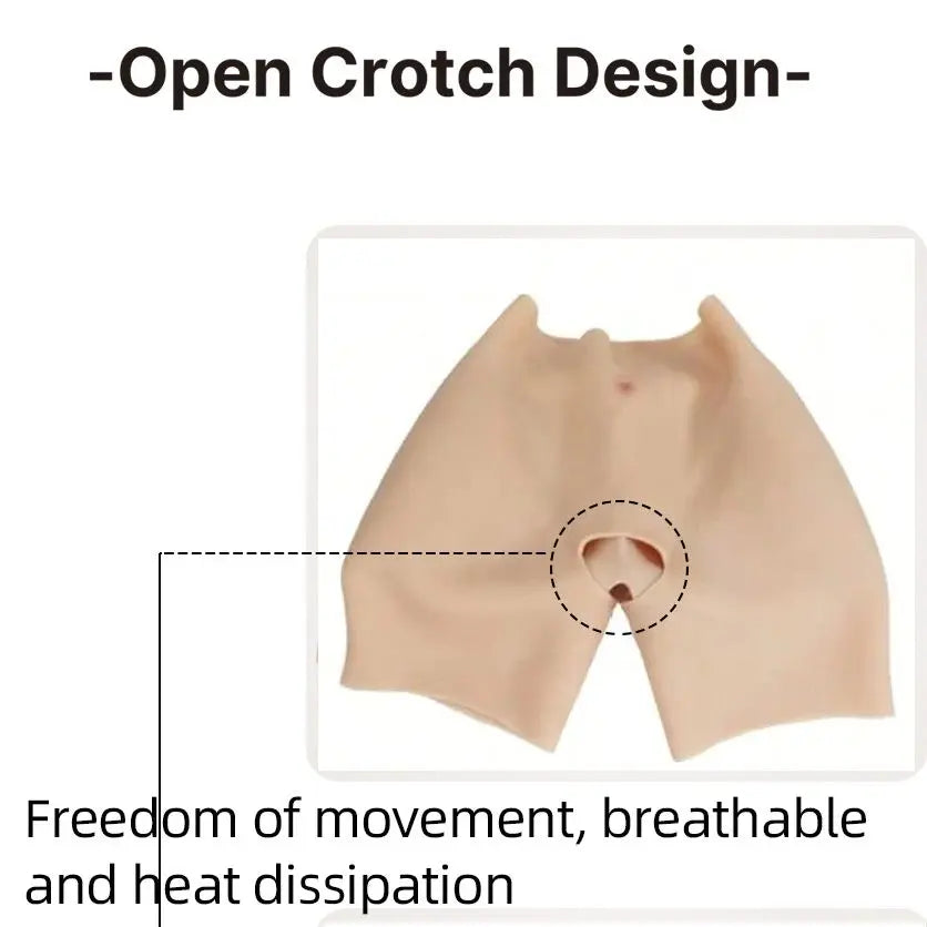 Structured Silicone Enhancing Short with Built-In Padding and Open-Crotch Design