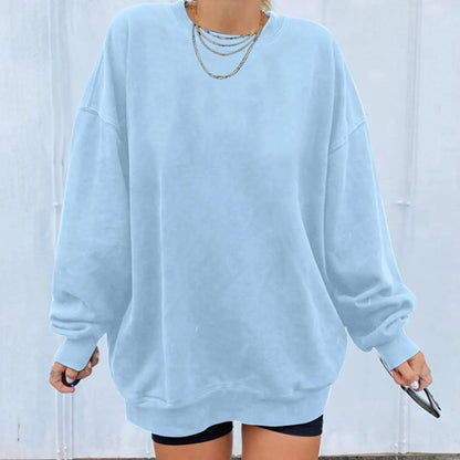 Women's Oversized Drop Shoulder Pullover Sweatshirt for Relaxed Everyday Casual Streetwear Style