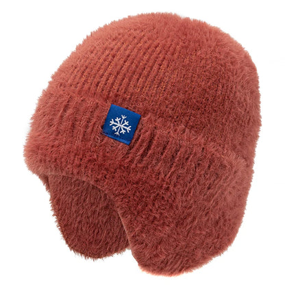 Faux Fur Trim Acrylic Knit Beanie with Ear Flaps for Cozy Winter Streetwear Style