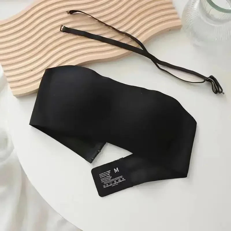 Seamless Strapless Tube Top Bra with Hook-and-Eye Back Closure