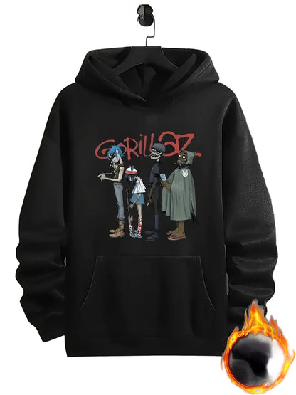 Retro Anime Streetwear Hoodie with Manga Graphic Oversized Casual Pullover Design