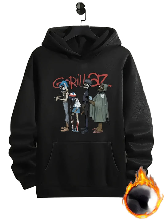 Retro Anime Streetwear Hoodie with Manga Graphic Oversized Casual Pullover Design