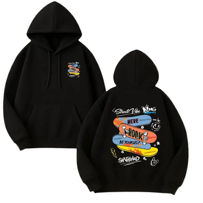 Retro Anime Skate Streetwear Hoodie with Manga Graphic Oversized Pullover Design