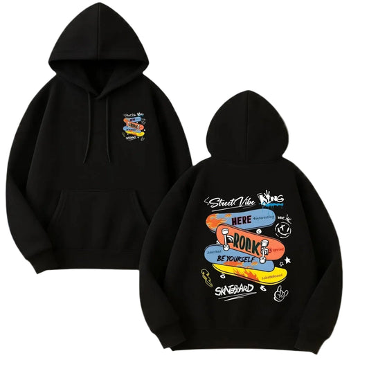 Retro Anime Skate Streetwear Hoodie with Manga Graphic Oversized Pullover Design