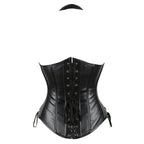 Olive Green Steampunk Underbust Corset with Metallic Hardware and Ribbon Tie Accents