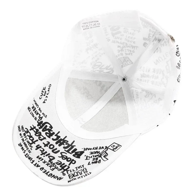 Graffiti Print Baseball Cap Adjustable Curved Brim Urban Streetwear Fashion Hat