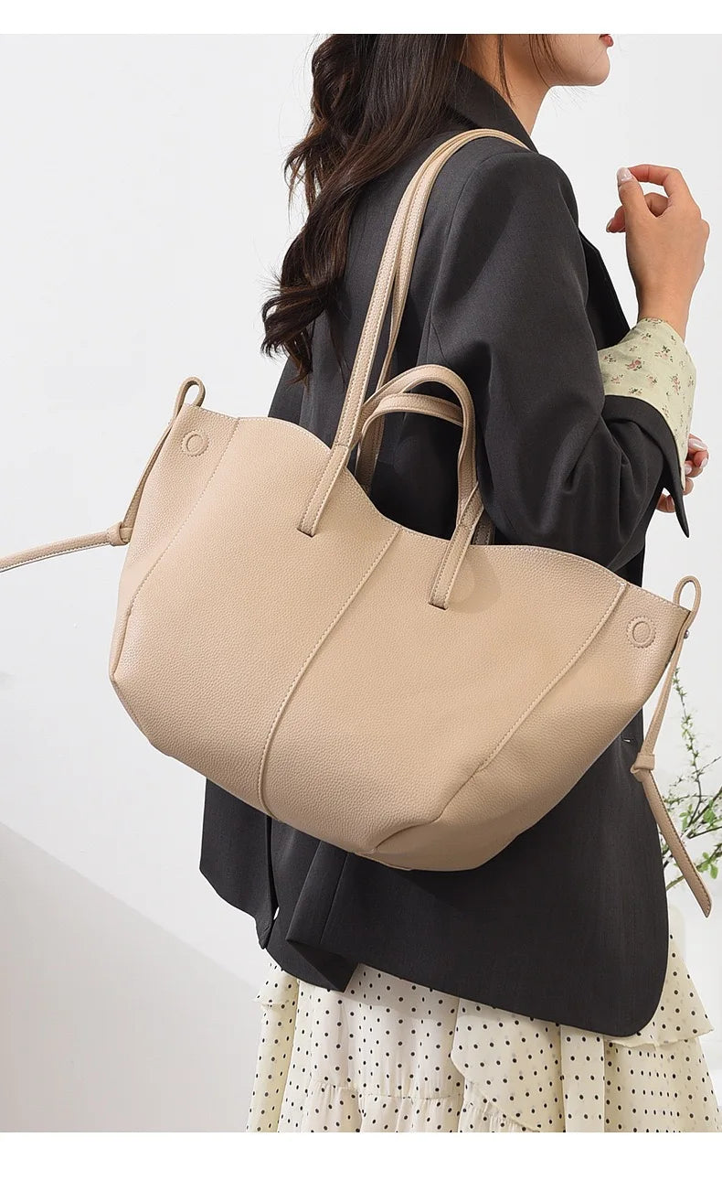 Minimal Faux Leather Tote Bag Set with Crossbody Companion Bag