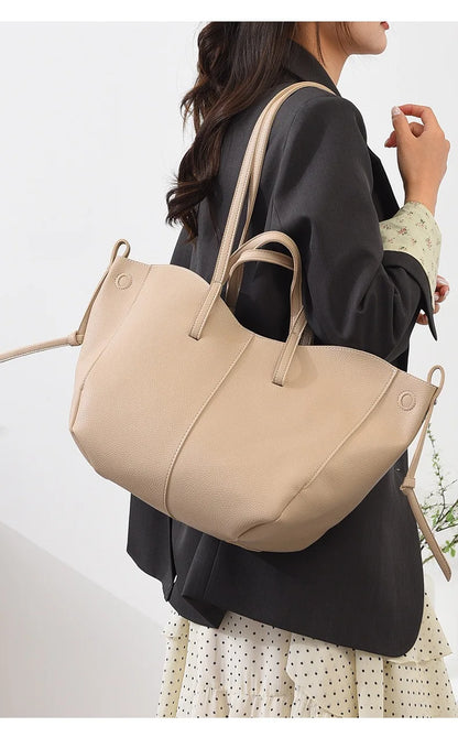 Minimal Faux Leather Tote Bag Set with Crossbody Companion Bag