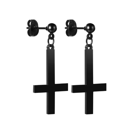 Gothic Cross Hoop Earrings for Punk and Alternative Statement Styling