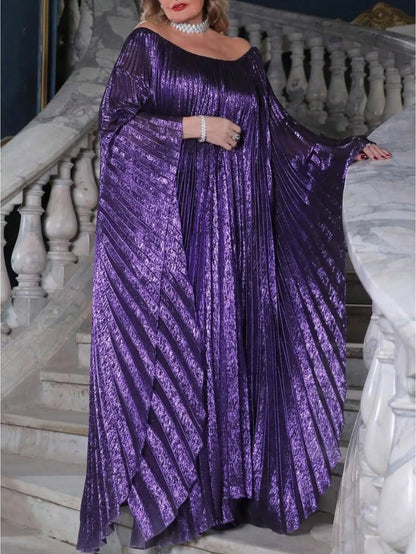 Oversized Pleated Kaftan Maxi Dress with Dramatic Gothic Streetwear Aesthetic