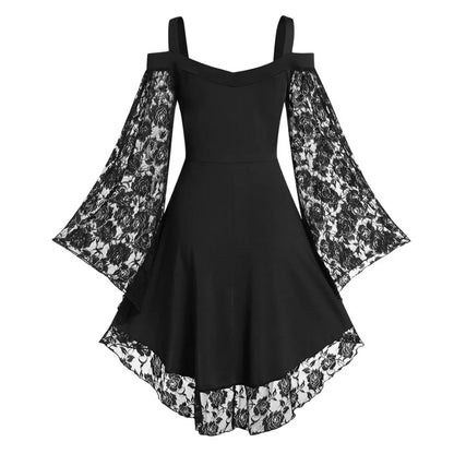 Gothic Lace Bell Sleeve Dress for Alternative Fashion Style