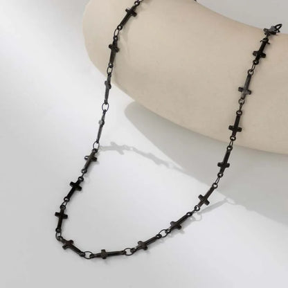 Vintage Gothic Cross Choker Necklace With Punk Chain Alternative Streetwear Fashion Styling