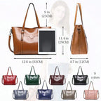 Structured Faux Leather Top Handle Tote Bag with Multi Carry Design