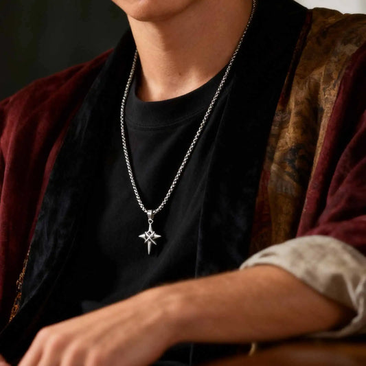 Star Cross Pendant Necklace Gothic Punk Alternative Statement Jewelry
